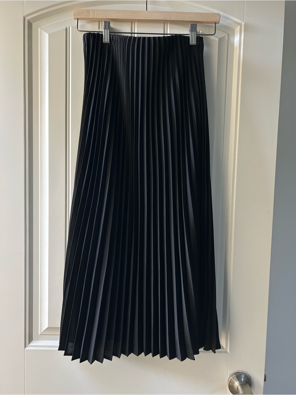 J. Crew Black Pleated Midi Skirt